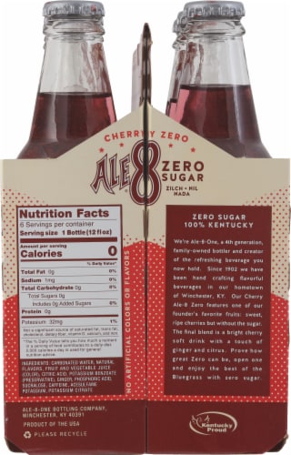 Ale-8-One® Zero Sugar Cherry Soda Bottles Perspective: right