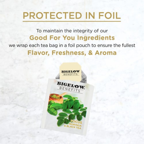 Bigelow Benefits Focus Moringa and Black Tea Bags Perspective: right