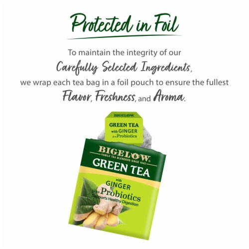 Bigelow® Green Tea with Ginger Plus Probiotics Tea Bags Perspective: right