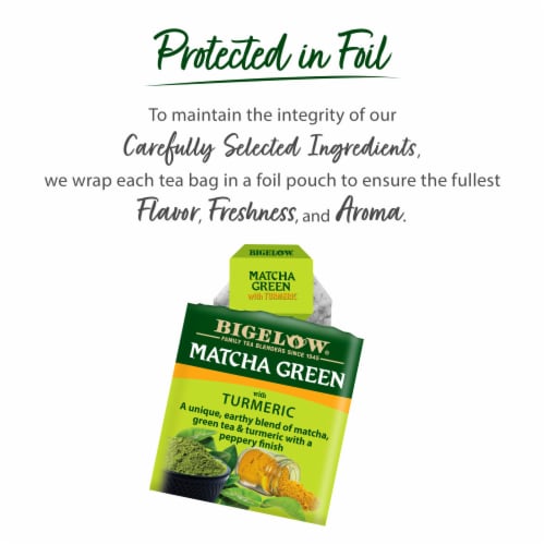Bigelow Macha Green Tea Bags with Turmeric Perspective: right
