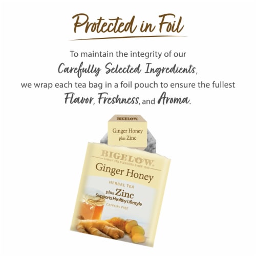 Bigelow® Ginger Honey Caffeine Free Plus Zinc Herbal Tea Bags Perspective: right