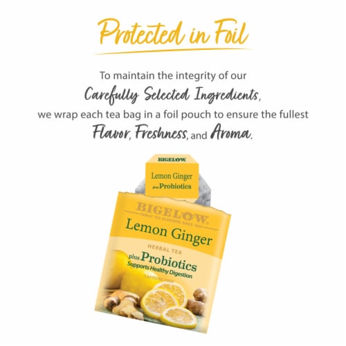 Bigelow® Lemon Ginger Plus Probiotics Herbal Tea Bags Perspective: right
