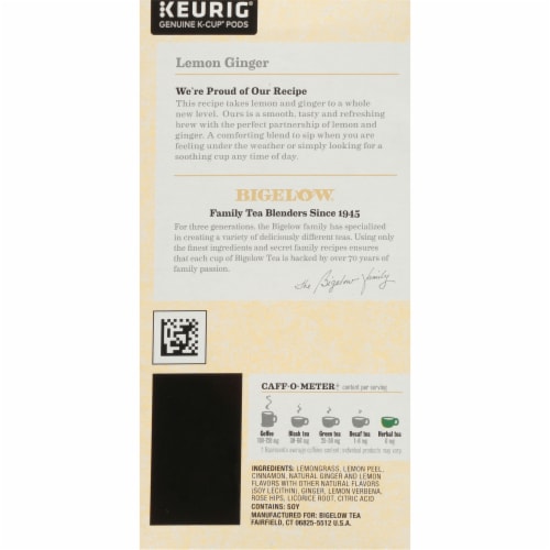 Bigelow Lemon Ginger Herbal Tea K-Cup Pods Perspective: right