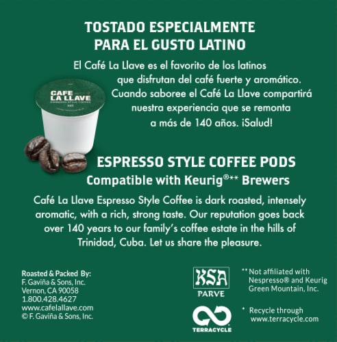 Cafe La Llave® Espresso Style Coffee Pods Perspective: right