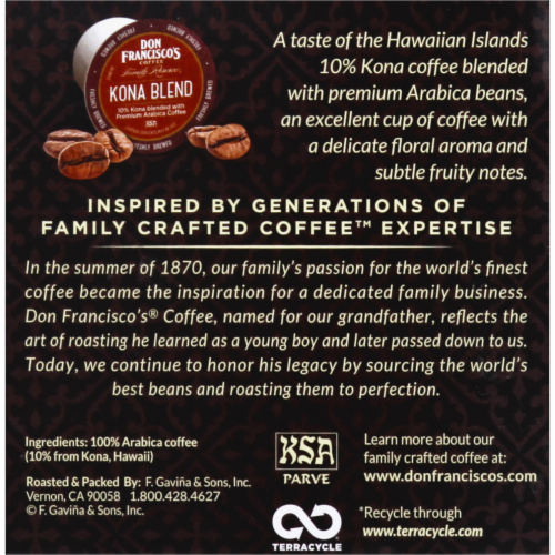 Don Francisco's® Coffee Family Reserve Kona Blend Medium Roast Coffee Pods Perspective: right