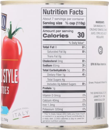 DeLallo® San Marzano Style Crushed Italian Tomatoes Perspective: right