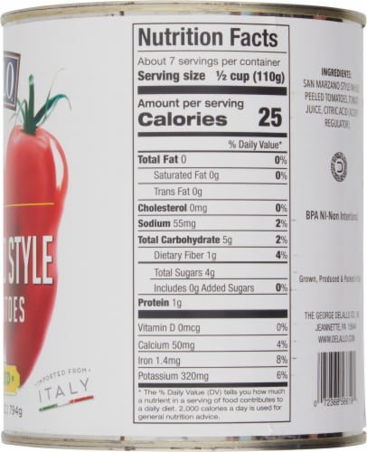 DeLallo® San Marzano Style Whole Peeled Italian Tomatoes Perspective: right