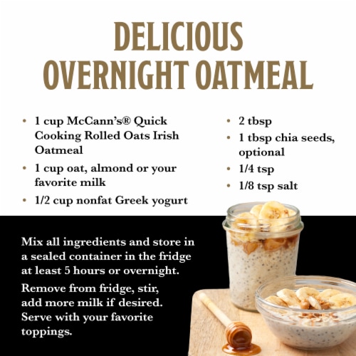 McCann's Imported Quick Cooking Rolled Oats Irish Oatmeal Perspective: right