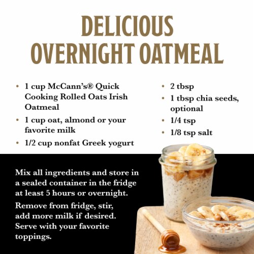 McCann's Imported Quick Cooking Rolled Oats Irish Oatmeal Perspective: right