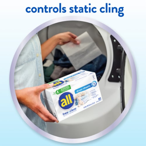 All® Free Clear Fabric Softener Dryer Sheets for Sensitive Skin Perspective: right