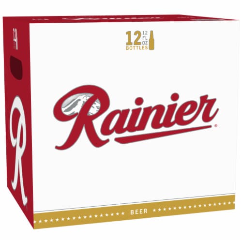 Rainier Beer, 12 Pack, 12 fl oz Glass Bottles, 4.6% ABV, Domestic Lager Perspective: right