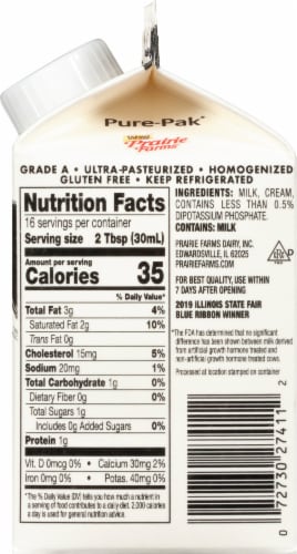 Prairie Farms Ultra-Pasteurized Half & Half Perspective: right
