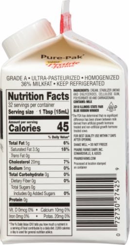Prairie Farms Whipping Cream Perspective: right