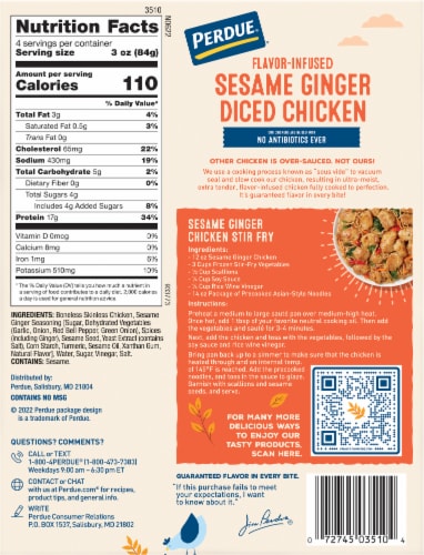 PERDUE® Flavor-Infused Sesame Ginger Diced Chicken Perspective: right