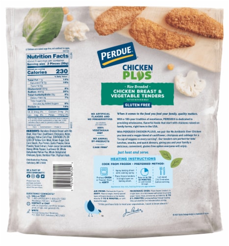Perdue® Chicken Plus® Gluten-Free Frozen Fully Cooked Rice Breaded Chicken Breast Tenders Perspective: right