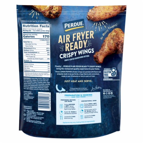 Perdue® Air Fryer Ready™ Frozen Fully Cooked Lemon-Pepper Chicken Wings Perspective: right