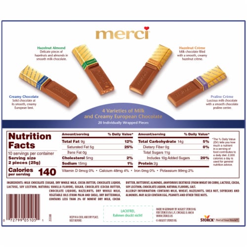 Merci Milk & Creamy Chocolate Candy Holiday Gift Box Perspective: right