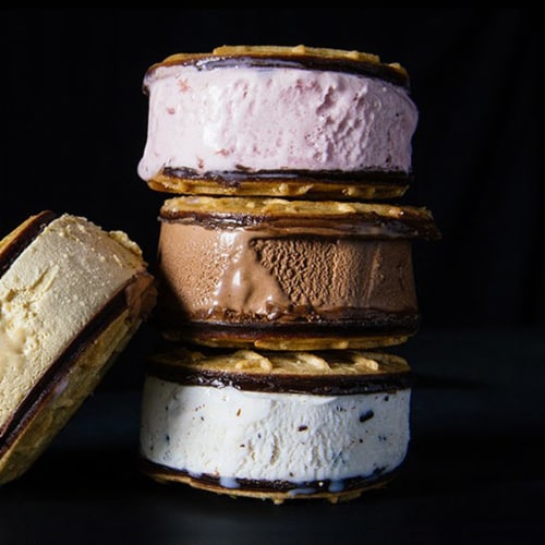 Tillamook Peanut Butter Chocolate Ice Cream Sandwiches Perspective: right