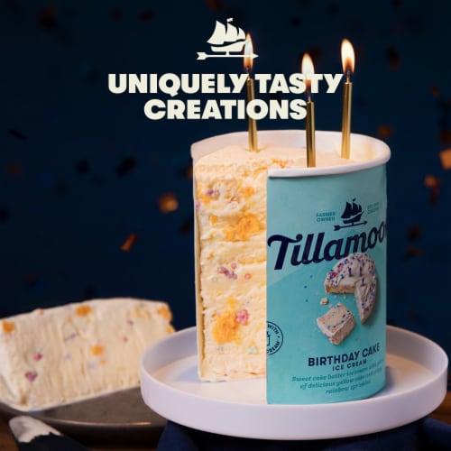Tillamook Birthday Cake Ice Cream Tub Perspective: right