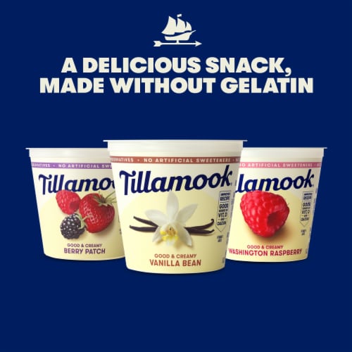 Tillamook Low Fat Washington Raspberry Good & Creamy Yogurt Perspective: right