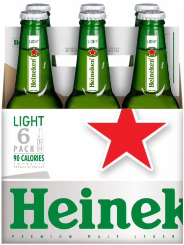 Heineken Light Lager Beer, 6 Pack, 12 fl oz Bottles Perspective: right