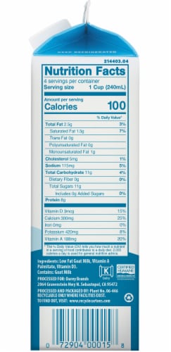 Meyenberg Low Fat Goat Milk Perspective: right
