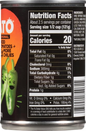 Red Gold Tomato® Love Original Diced Tomatoes + 2x More Green Chilies Perspective: right