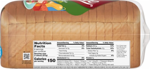 Sara Lee White Bread with Veggies Perspective: right