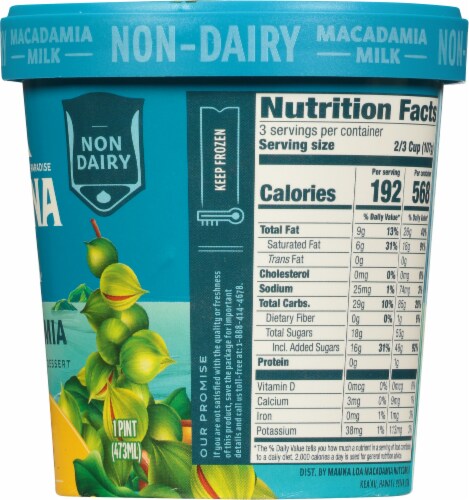 Mauna Loa Macadamia Milk Mango Liliko’i Dairy Free Frozen Dessert Perspective: right