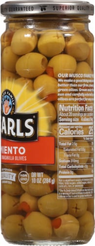 Pearls® Pimento Stuffed Manzanilla Green Olives Perspective: right