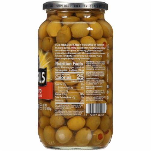 Pearls® Pimiento Stuffed Manzanilla Green Olives Perspective: right