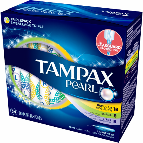 Tampax Pearl Unscented Tampons Triple Pack Perspective: right