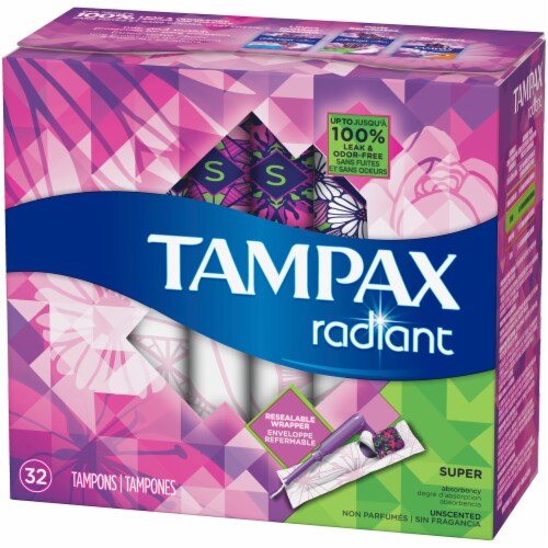 Tampax Radiant Super Unscented Tampons Perspective: right