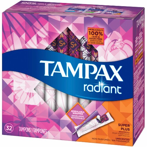 Tampax Radiant Super Plus Unscented Tampons Perspective: right
