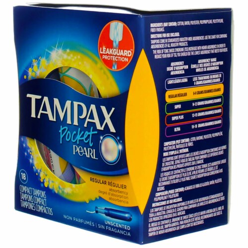 Tampax Pocket Pearl Unscented Regular Tampons, 18 ct - Foods Co.