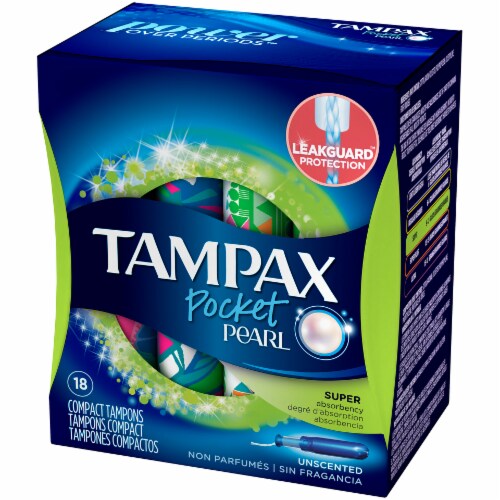 Tampax Pearl Pocket Unscented Super Tampons, 18 ct - Kroger