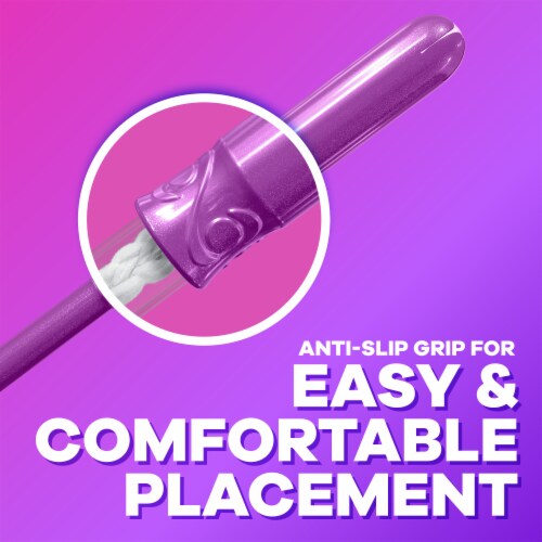 Tampax Compact Radiant Tampons, with LeakGuard Braid & Extendable Applicator, Regular Absorbency Perspective: right