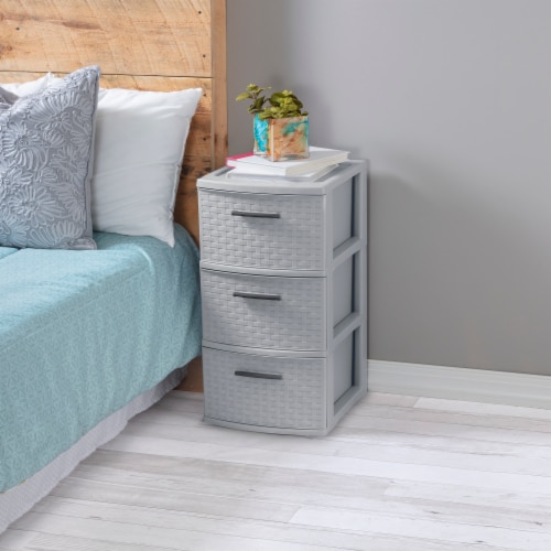 Sterilite 3 Drawer Weave Tower Drawers - Cement Perspective: right