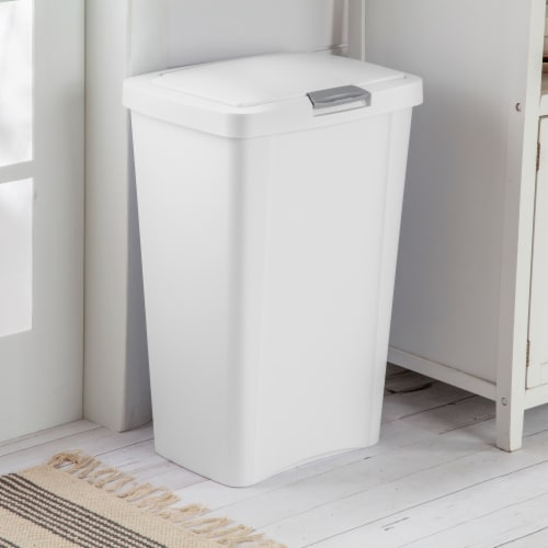Sterilite Plastic TouchTop Trash Can - White Perspective: right
