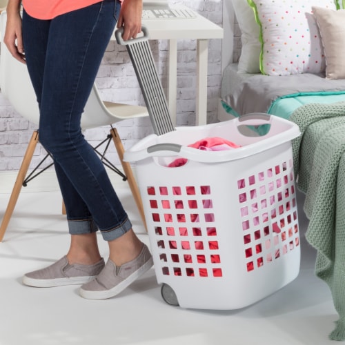 Sterilite Wheeled Laundry Basket - White Perspective: right