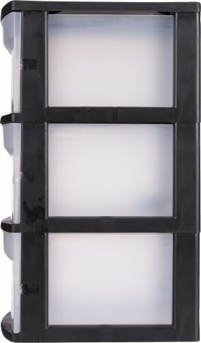 Sterilite - 3-Drawer Storage Cart, Clear with Black Frame (2-Pack)