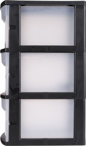 Sterilite Basic 3-Drawer Cart with Casters - Black/Clear Perspective: right
