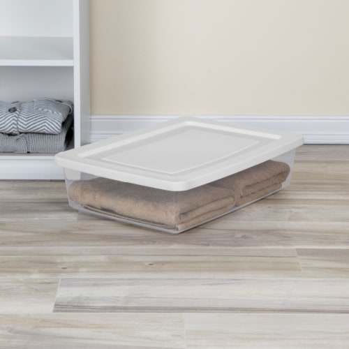 Sterilite 28 Quart Plastic Storage Box - White Perspective: right
