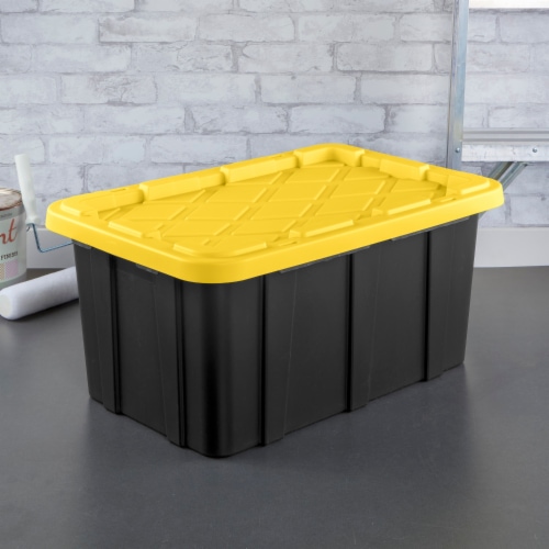 Sterilite Industrial Tote - Black w/Yellow Lid Perspective: right