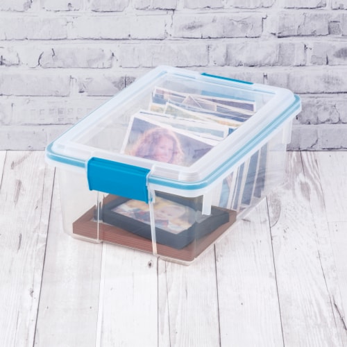 Sterilite Gasket Storage Box - Blue Aquarium Perspective: right