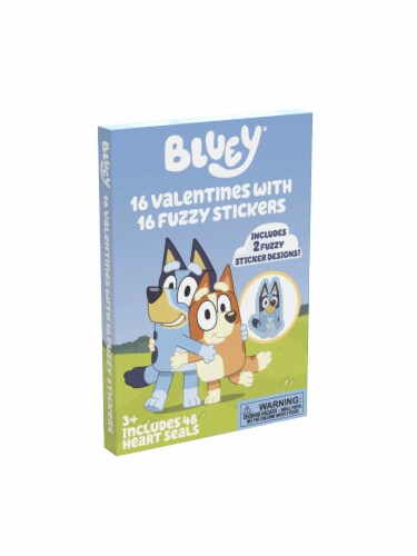Paper Magic Valentine's Exchange Cards Bluey Fuzzy Stickers Perspective: right