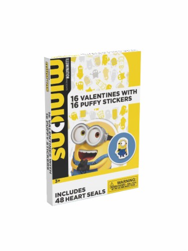 Paper Magic Valentine's Exchange Cards Minions Puffy Stickers Perspective: right