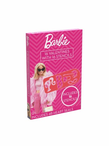 Paper Magic Valentine's Exchange Cards Barbie Stencils Perspective: right