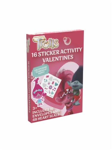 Paper Magic Valentine's Exchange Cards Trolls Stickers Activity Perspective: right