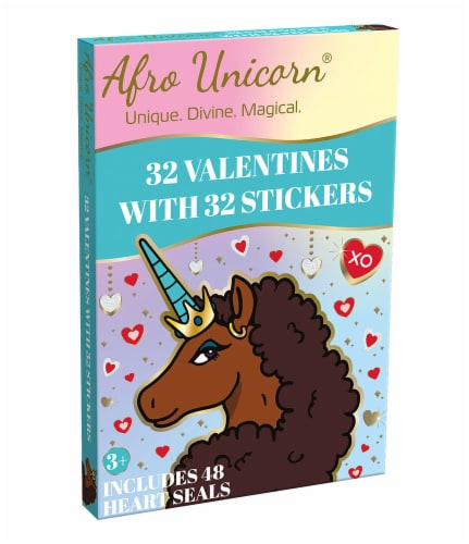 Afro Unicorn® Valentine's Stickers Perspective: right